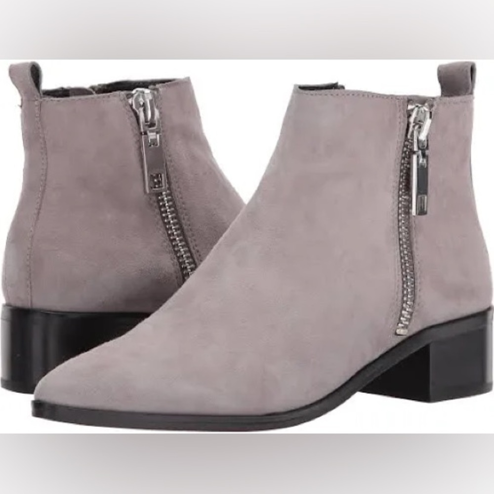 Dolce Vita Marra Boots in Smoke Grey Suede Zipper Booties with Zippers — Size 6